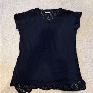 MARELLA Black Lace Short Sleeve Top
